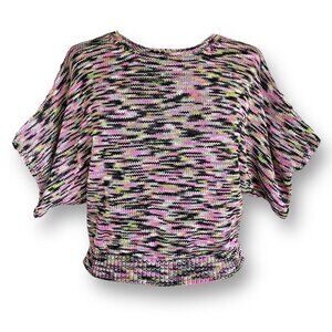 Suoli Womens Space Dye Sweater Sz IT 40 US S Pink Green Gray Cotton Vback Jumper